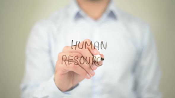 Human Resources, Businessman Writing on Transparent Screen