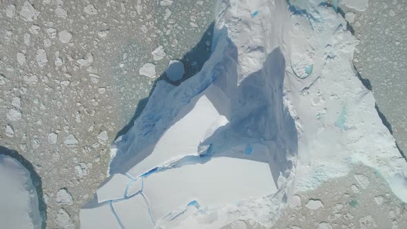 Antarctica Harsh Ice Glacier Scene Aerial View