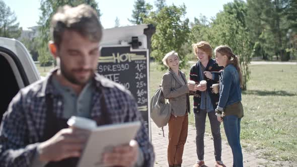 Bearded Barista and Group of Friends