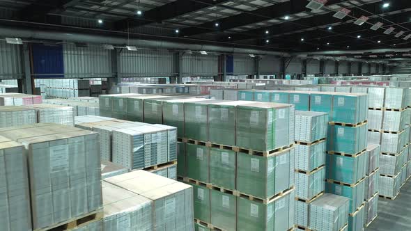 Warehouse of Finished Floor Coverings at the Wood Processing Plant