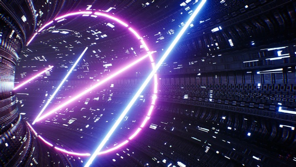 Neon Light Space VJ Tunnel Loop 4K