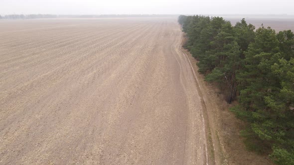 Land in a Plowed Field in Autumn