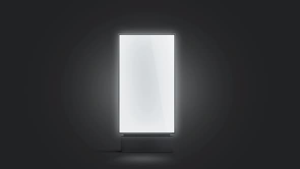 Blank white glowing pylon mockup, isolated in darkness,