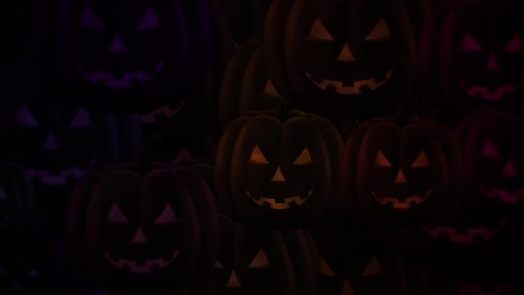 Scary Dark Multi Colored Halloween Pumpkins Motion Background Animation