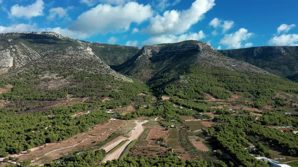 Aerial view over croatian island