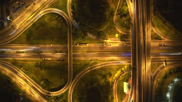 4K : Aerial time lapse in motion drone shot of freeway and interstate traffic