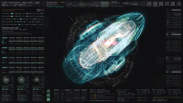 Futuristic Holographic Electromagnetic Machine HUD