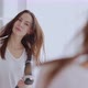 Beautiful Female Drying Hair in Morning - VideoHive Item for Sale