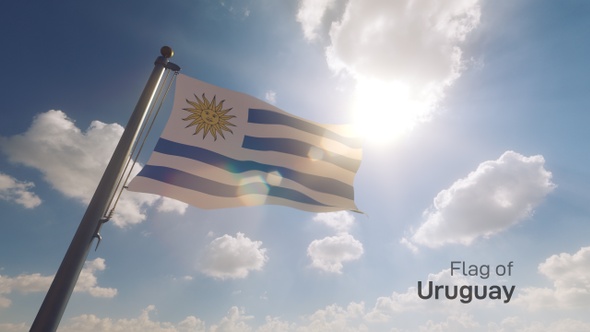 Uruguay Flag on a Flagpole V2