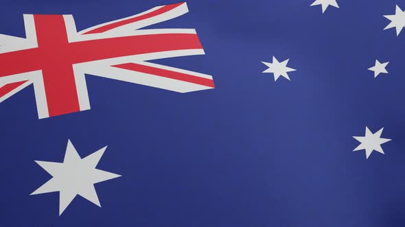 National Flag of Australia Waving Original Size and Colors 3D Render Federation of Australia Flag