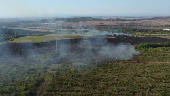 Aerial View Of Fire In Nature