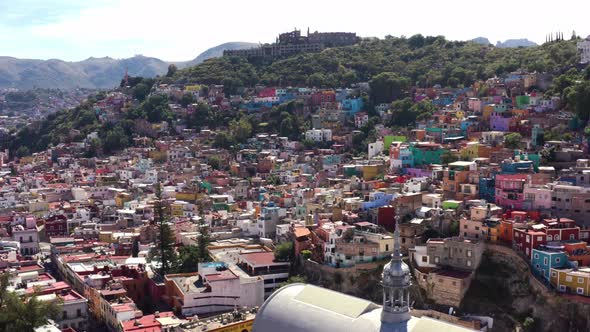 AERIAL: Guanajuato City, Mexico (Flying Over)