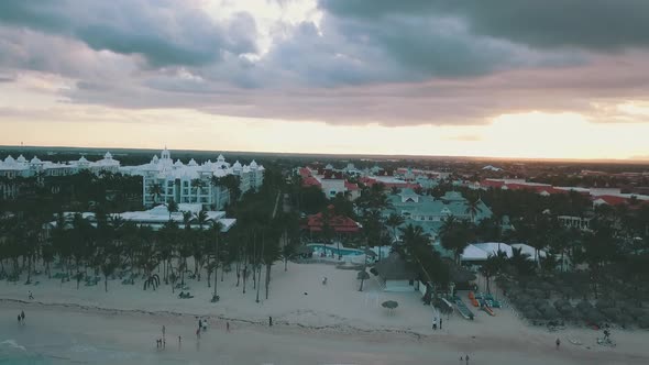 Sunset In The Resort In Punta Cana With Palms Tree And Clouds 4k 24fps