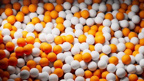 Seamless loop animation of endless supply of ping pong balls. Table tennis balls