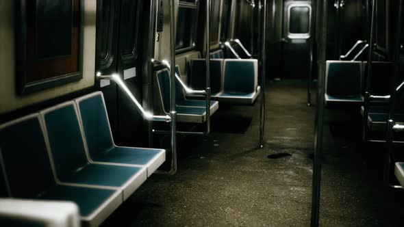 Inside of New York Subway Empty Car