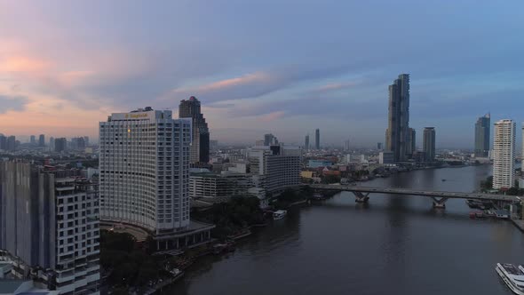 4k Aerial city view of Bangkok dowtnown, Flying over Bangkok, Thailand.