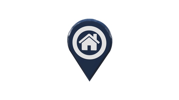 Home Map Location 3D Pin Icon Blue V11