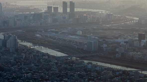 Timelapse Seoul City with Large Buildings and Skyscrapers