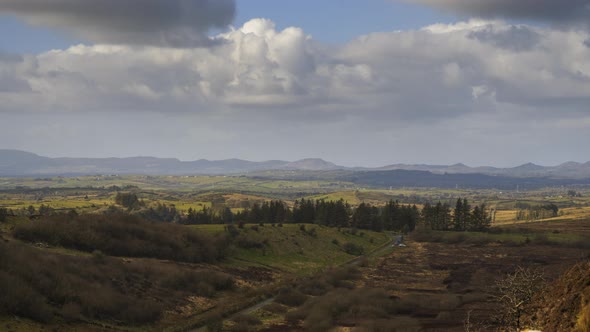 Time lapse of rural agricultural nature landscape during the day in Ireland.