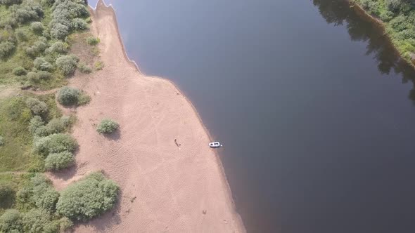 Sandy Beach On The River Western Dvina