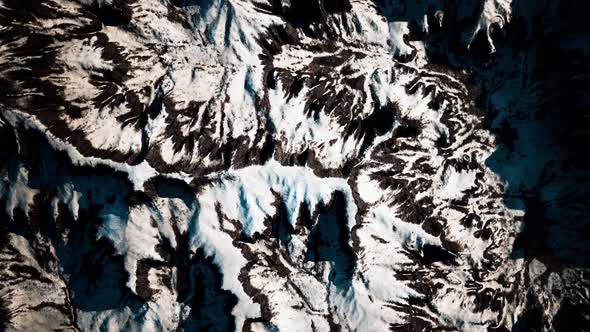 Aerial View of Snow Mountain Range Landscape