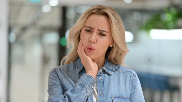 Young Casual Woman Having Toothache, Cavity