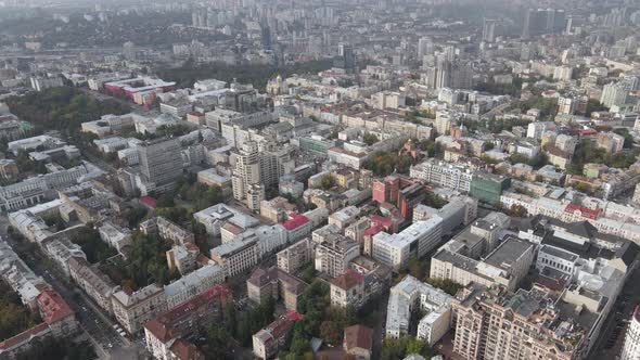 Cityscape of Kyiv, Ukraine. Aerial View, Slow Motion