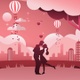 Couple Kissing On Valentines Day And Moving Balloons - VideoHive Item for Sale