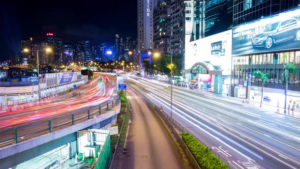 Traffic in Hong Kong at night 