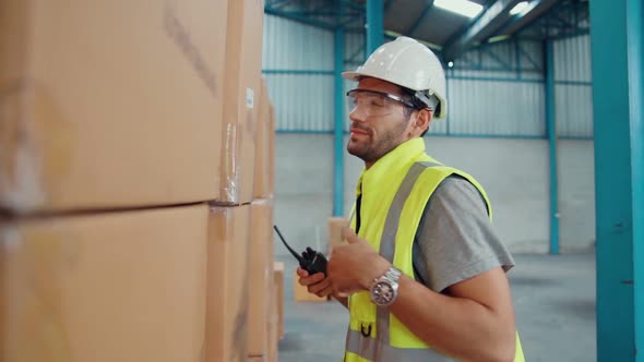 Professional Industry Worker Close Up Portrait in the Factory or Warehouse