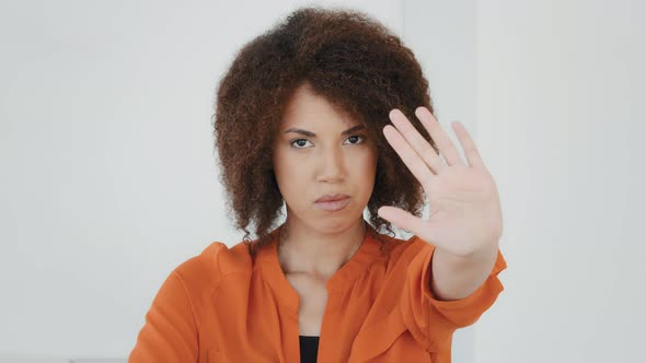 Female Headshot Serious Angry Sad Frustrated African American Girl Biracial Woman Holding Hand in