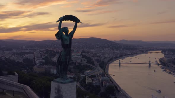 Aerial View of Citadella and Liberty Statue in Budapest