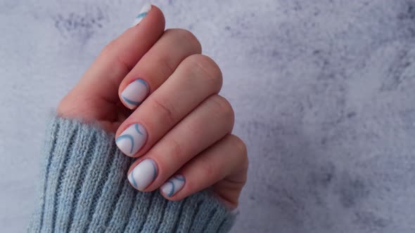 Stylish Blue Female Nails