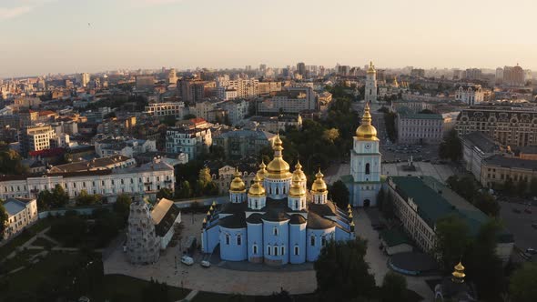 Magical Aerial Sunset of the Kiev Pechersk Lavra Monastery