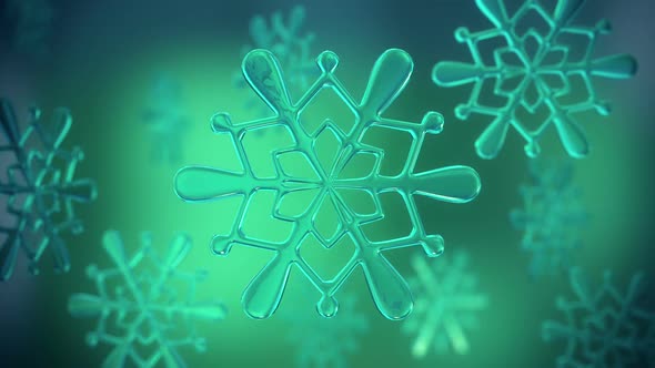 Animation of snowflake endless turning around at bluish background. Loopable. HD