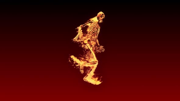 Burning 3D Skeleton Run  Looped on Red