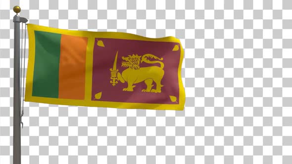Sri Lanka Flag on Flagpole with Alpha Channel