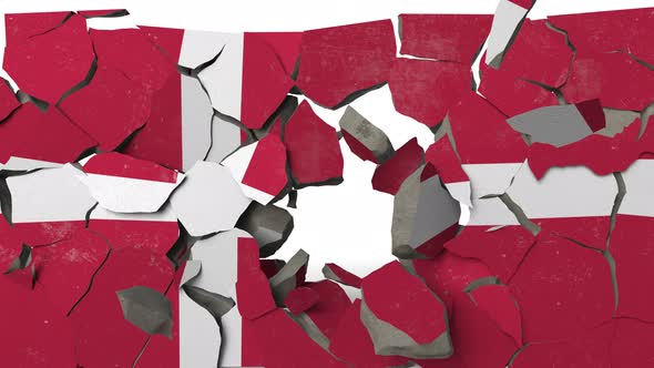 Destroying Wall with Painted Flag of Denmark alt