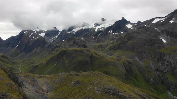 Aerial view of Anderson Bay, Unalaska, Alaska, United States.