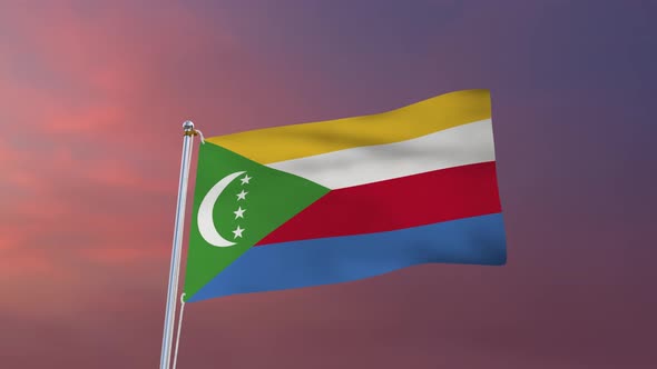 Flag Of Comoros Waving 4k