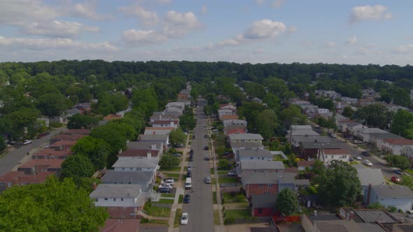 Rising Aerial of Suburban Neighborhood in Port Washington Long Island