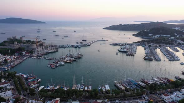 Bodrum Bay and Ancient Castle of Saint Peter at Sunset