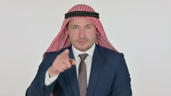 Arab Businessman Pointing at the Camera, White Background