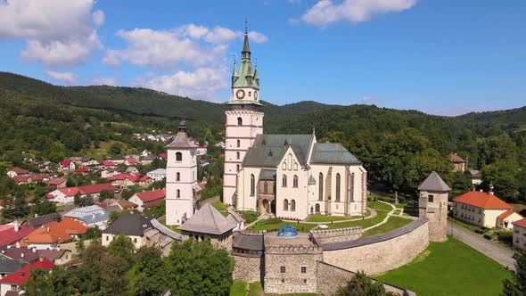 Aerial view of the town castle in Kremnica, Slovakia