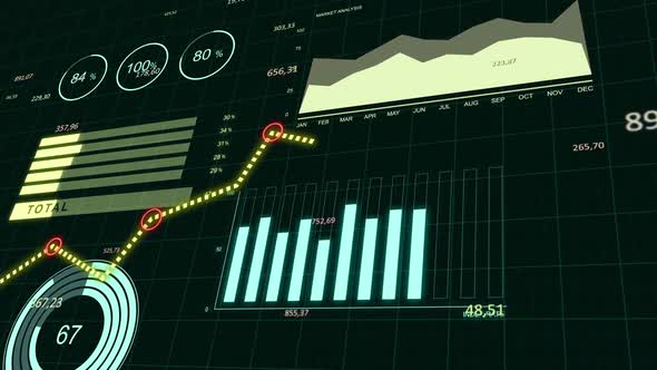 Financial Graphs and Business Analysis Infographic with Growing Up Charts