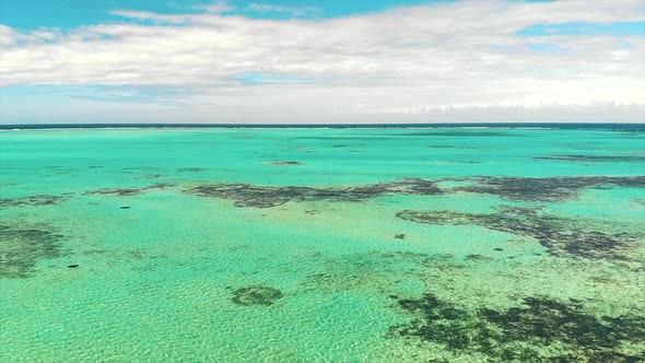 Aerial view of coral reef near the coast of Madagascar , Indian Ocean