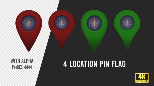 Indiana State Flag Location Pins Red And Green