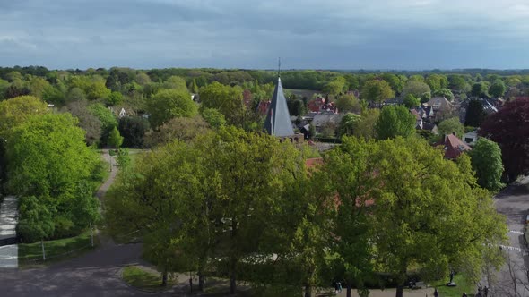 Blaricum Village Church in the Netherlands, Aerial view