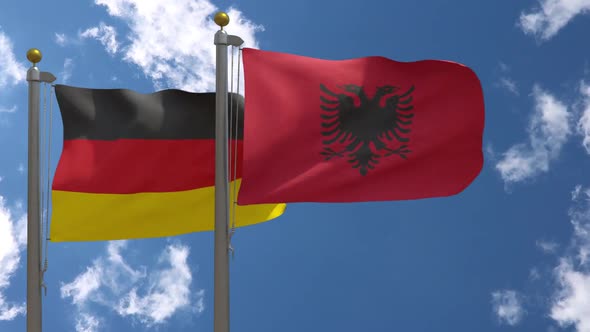 Germany Flag Vs Albania On Flagpole