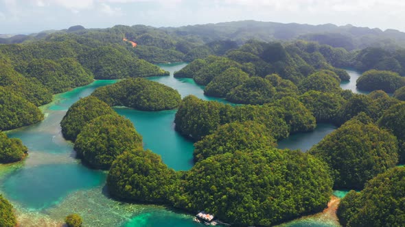 Tropical Sea Bay and Lagoon, Beach in Bucas Grande Island, Sohoton Cove, Philippines. Tropical